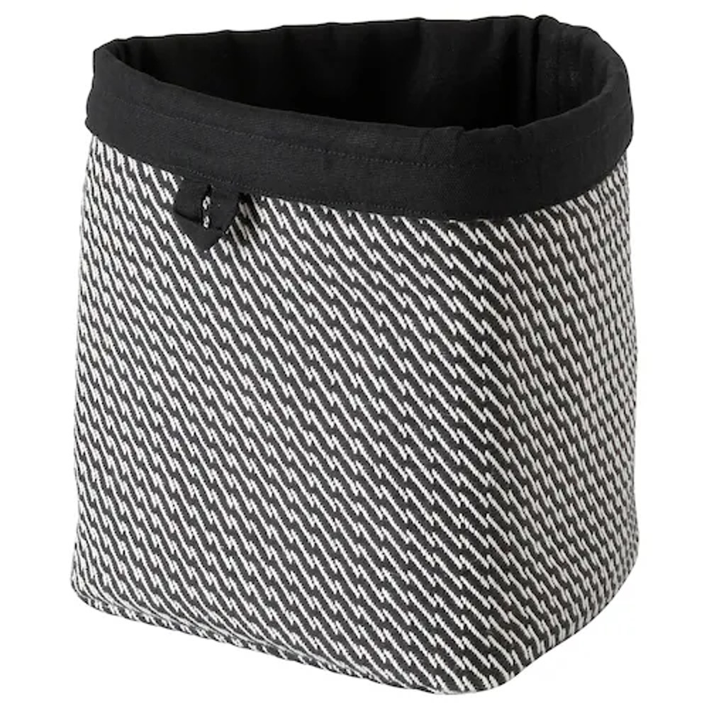 IKEA VEKFISK Bread Basket, Black/white, 9"x10" (105.197.18) NEW